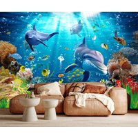 Unterwasser-Tapete Meer Ozean 3D Kinderzimmer Peel & Stick Abnehmbar Selbstklebende Wand Wandbild Junge Zimmer von XXLwallpaper