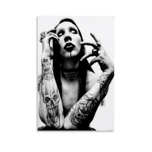 XXQPO Marilyn Poster Manson-Rock-Musiker, Schwarz-Weiß, Leinwand-Kunst, für Heimdekoration, Wohnzimmer, Schlafzimmer, 40 x 60 cm, ungerahmter Stil XXQPO Marilyn Poster Manson-Rock-Musiker, Schwarz-Weiß, Leinwand-Kunst, für Heimdekoration, Wohnzimmer, Schlafzimmer, 40 x 60 cm, ungerahmter Stil von XXQPO