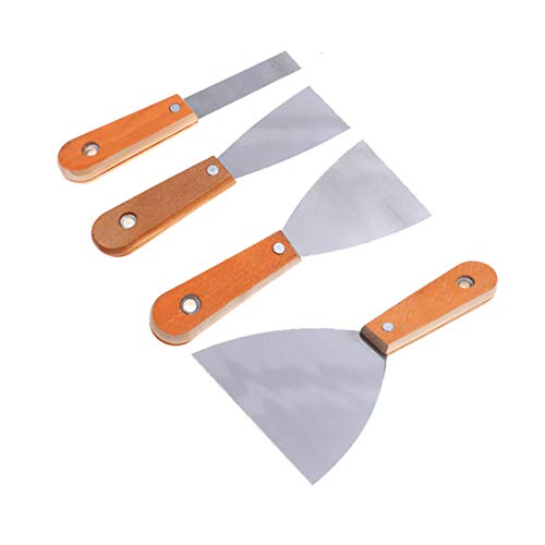 XINGSUI 4 Stück Tapetenschaber-Werkzeuge mit Holzgriff und Metallklinge, ideal zum Entfernen von Tapeten oder anderen Füllstoffen (Metallabstreifer) von XINGSUI