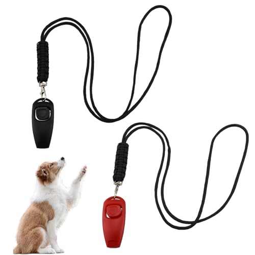 Hundepfeife Hundepfeife Rütter Rückruf Hochfrequenz Non-Lautlos,Hundepfeifen,Hundepfeife Rückruf für Das Training Von Übermäßigem Bellen,Hundeklicker Set Clicker Hundetraining - 2 Stk,Schwarz,Rot von XXTTXX