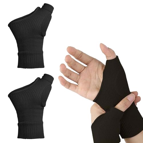 Arthritis Kompressionshandschuhe,Handgelenk Bandagen,Daumenbandage Links,Fingerloser Handschuh mit Gel,Atmungsaktive Arthrose Handschuhe zur Linderung Schmerzen in Handgelenk,Daumen,Gelenken,Schwarz,S von XXTTXX