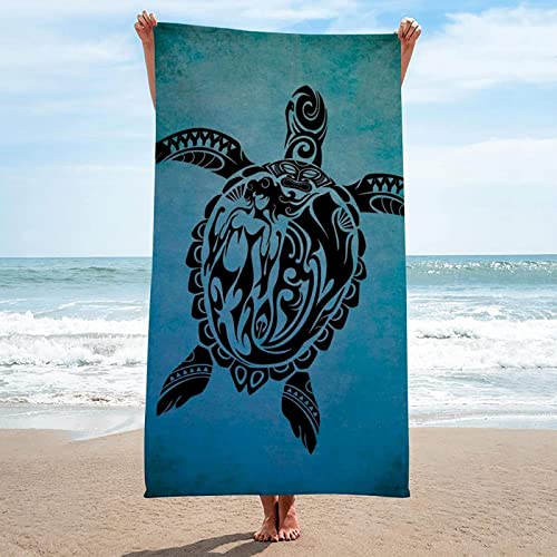 Blaue SchildkröTe Strandtuch Schnell Trocknendes, Weiches, Leichtes, Microfaser Handtücher Sandfreiem Handtuch Campinghandtuch Badehandtuch Perfekt für Fitness Reisen Sport Yoga (100X200cm Großeses) von XXVVW