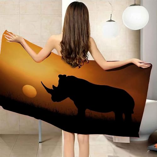 Nashorn Strandtuch Schnell Trocknendes, Weiches, Leichtes, Microfaser Handtücher Sandfreiem Handtuch Campinghandtuch Badehandtuch Perfekt für Fitness Reisen Sport Yoga (140x70cm Groß) von XXVVW