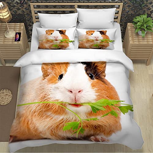 Bettwäsche 135x200 Hamster Weich Atmungsaktiv Mikrofaser Meerschweinchen Bettwäsche-Sets Kind Bettbezug + 2 Kissenbezug 80x80 cm, mit Reißveschluss von XXXAAW