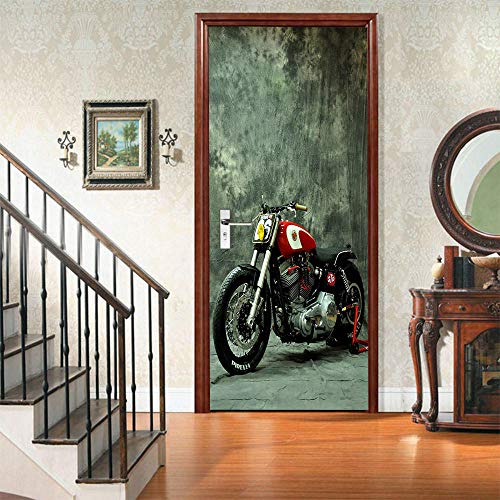 XXXCH 3D Türposter -Kreativität für Motorräder 86x200cm Türtapete Selbstklebend Wasserdicht PVC TürPoster Fototapete Holzwand Türaufkleber Wandbild Für Tür Wohnzimmer Schlafzimmer Küche Un von XXXCH