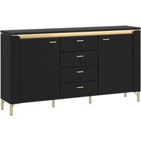 Sideboard Norica schwarz matt gold Optik B/H/T: ca. 155x87x40 cm von XXXL