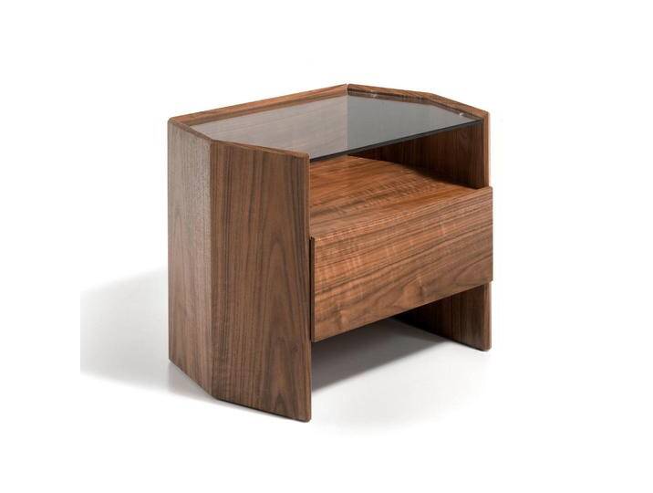 ANGEL CERDA NACHTSCHRANK, Nussbaum, Holz, Glas, 65x50x45 cm, FSC 100%, Schlafzimmer, Nachttische von XXXLutz Marktplatz