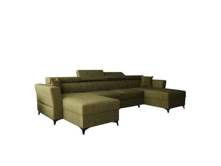 AX Living WOHNLANDSCHAFT, Grün, Uni, 4-Sitzer, Füllung: Polyurethan (PUR), U-Form,Rechteckig, Sockel, 345x100x180 cm, Wohnzimmer, Sofas & Couches, Wohnlandschaften, Wohnlandschaften in U-Form von XXXLutz Marktplatz