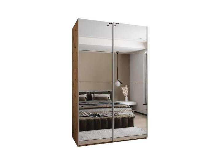 Abiks Möbel SCHWEBETÜRENSCHRANK, Eiche Artisan, Eiche Artisan, Silber, Metall, Nachbildung, 6 Fächer, 150x245x64 cm, Schlafzimmer, Kleiderschränke, Schwebetürenschränke von XXXLutz Marktplatz