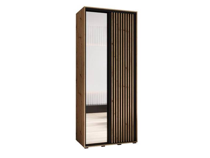 Abiks Möbel SCHWEBETÜRENSCHRANK, Eiche Artisan, Schwarz, Eiche Artisan, Metall, Nachbildung, 6 Fächer, 120x235x60 cm, Schlafzimmer, Kleiderschränke, Schwebetürenschränke von XXXLutz Marktplatz