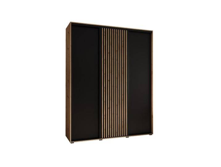 Abiks Möbel SCHWEBETÜRENSCHRANK, Eiche Artisan, Schwarz, Eiche Artisan, Metall, Nachbildung, 6 Fächer, 200x205.2x60 cm, Schlafzimmer, Kleiderschränke, Schwebetürenschränke von XXXLutz Marktplatz