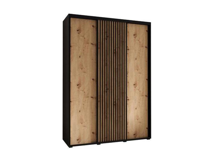 Abiks Möbel SCHWEBETÜRENSCHRANK, Schwarz, Eiche Artisan, Schwarz, Metall, Nachbildung, 6 Fächer, 180x235x45 cm, Schlafzimmer, Kleiderschränke, Schwebetürenschränke von XXXLutz Marktplatz