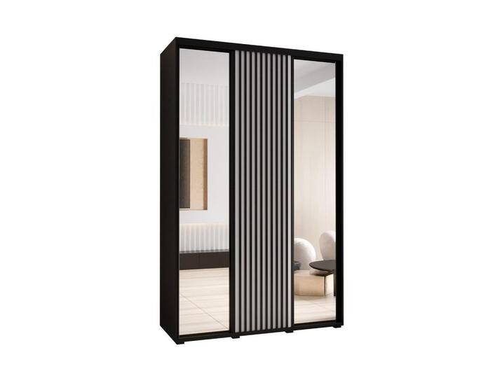 Abiks Möbel SCHWEBETÜRENSCHRANK, Schwarz, Weiß, Schwarz, Metall, Nachbildung, 6 Fächer, 160x235x60 cm, Schlafzimmer, Kleiderschränke, Schwebetürenschränke von XXXLutz Marktplatz