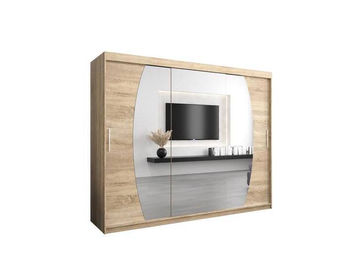 Abiks Möbel SCHWEBETÜRENSCHRANK, Sonoma Eiche, Sonoma Eiche, Kunststoff, Nachbildung, 9 Fächer, 250x200x62 cm, Schlafzimmer, Kleiderschränke, Schwebetürenschränke von XXXLutz Marktplatz