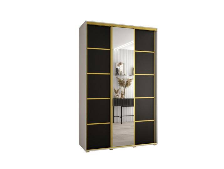 Abiks Möbel SCHWEBETÜRENSCHRANK, Weiß, Schwarz, Gold, Metall, Nachbildung, 10 Fächer, 160x235x45 cm, Schlafzimmer, Kleiderschränke, Schwebetürenschränke von XXXLutz Marktplatz