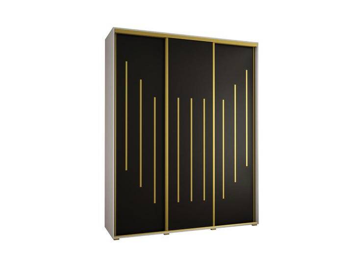 Abiks Möbel SCHWEBETÜRENSCHRANK, Weiß, Schwarz, Gold, Metall, Nachbildung, 10 Fächer, 200x235x60 cm, Schlafzimmer, Kleiderschränke, Schwebetürenschränke von XXXLutz Marktplatz