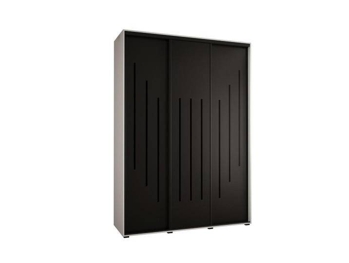 Abiks Möbel SCHWEBETÜRENSCHRANK, Weiß, Schwarz, Schwarz, Metall, Nachbildung, 10 Fächer, 180x235x60 cm, Schlafzimmer, Kleiderschränke, Schwebetürenschränke von XXXLutz Marktplatz