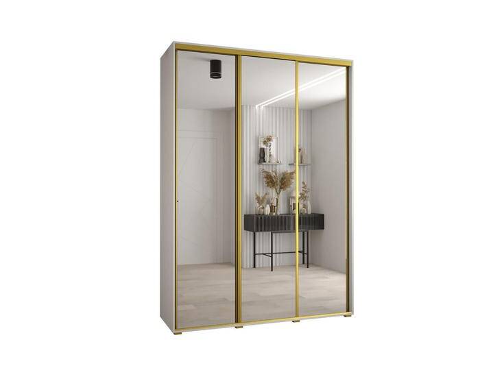 Abiks Möbel SCHWEBETÜRENSCHRANK, Weiß, Weiß, Gold, Metall, Nachbildung, 10 Fächer, 170x235x60 cm, Schlafzimmer, Kleiderschränke, Schwebetürenschränke von XXXLutz Marktplatz