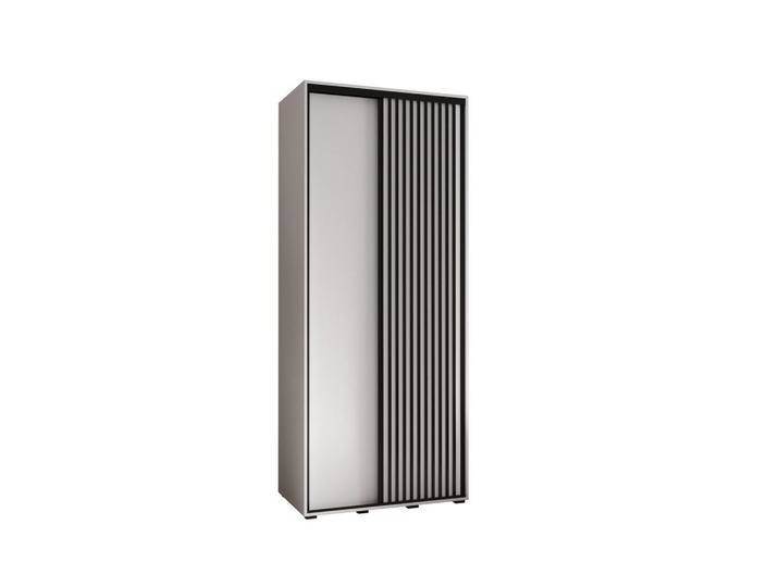 Abiks Möbel SCHWEBETÜRENSCHRANK, Weiß, Weiß, Schwarz, Metall, Nachbildung, 6 Fächer, 100x205.2x45 cm, Schlafzimmer, Kleiderschränke, Schwebetürenschränke von XXXLutz Marktplatz