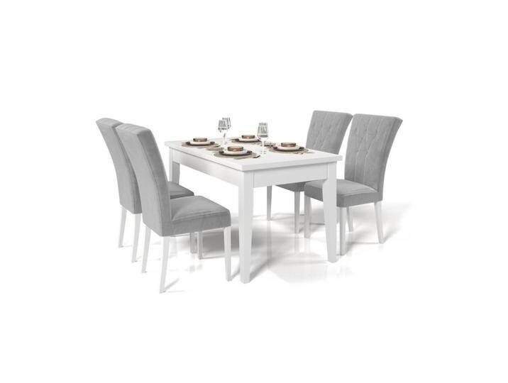 Deine Möbel 24 TISCHGRUPPE, Weiß, Hellgrau, Holz, 80x77x140 cm, Esszimmer, Bänke, Tisch- & Eckbankgruppen von XXXLutz Marktplatz