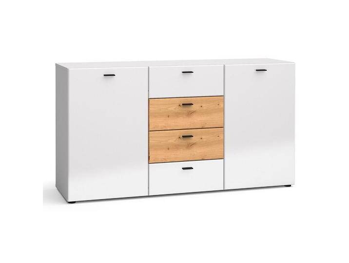 Feldmann-Wohnen KOMMODE, Weiß Hochglanz, Braun, Holz, 2 Fächer, 4 Schubladen, Rechteckig, 150x81x40 cm, Wohnzimmer, Kommoden & Sideboards, Kommoden von XXXLutz Marktplatz