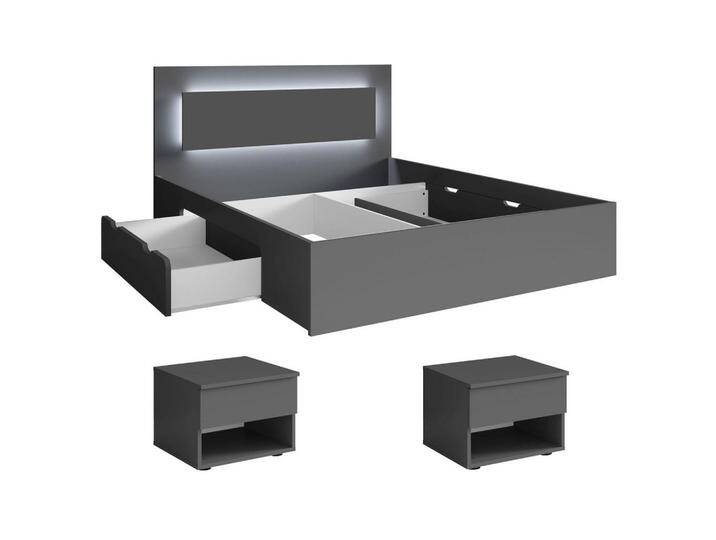 Feldmann-Wohnen SCHLAFZIMMER-SET, Grau, Holz, 2 Fächer, 4 Schubladen, Rechteckig,Rechteckig, 160x200 cm, Schlafzimmer, Betten von XXXLutz Marktplatz