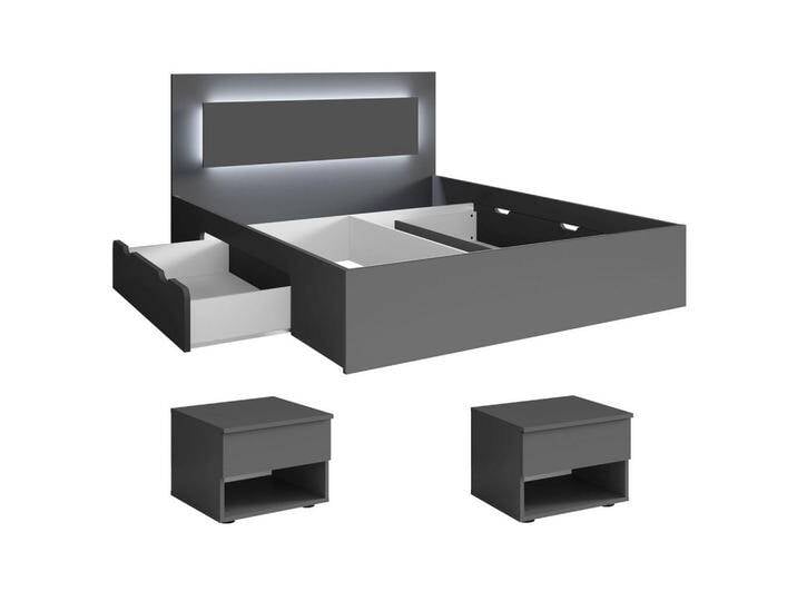 Feldmann-Wohnen SCHLAFZIMMER-SET, Grau, Holz, 2 Fächer, 4 Schubladen, Rechteckig,Rechteckig, 180x200 cm, Schlafzimmer, Betten von XXXLutz Marktplatz