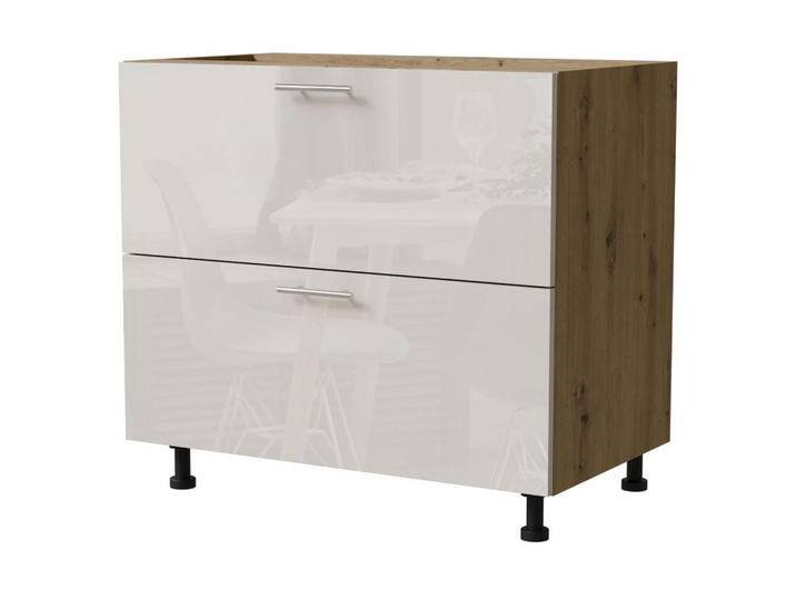 Feldmann-Wohnen SCHUBLADENUNTERSCHRANK, Creme, Eiche Artisan, Holz, 2 Schubladen, 90x82x50 cm, Küchen, Küchenmöbel, Küchenschränke, Küchenunterschränke von XXXLutz Marktplatz