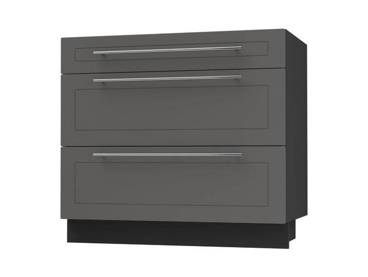 Feldmann-Wohnen SCHUBLADENUNTERSCHRANK, Graphit, Schwarz, Holz, 3 Schubladen, Rechteckig, 90x82x50 cm, Küchen, Küchenmöbel, Küchenschränke, Küchenunterschränke von XXXLutz Marktplatz
