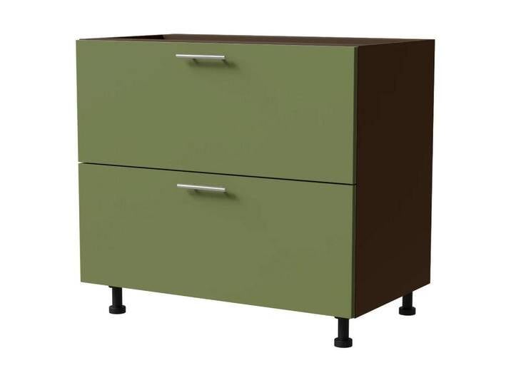 Feldmann-Wohnen SCHUBLADENUNTERSCHRANK, Grün, Dunkelgrau, Holz, 2 Schubladen, 90x82x50 cm, Küchen, Küchenmöbel, Küchenschränke, Küchenunterschränke von XXXLutz Marktplatz