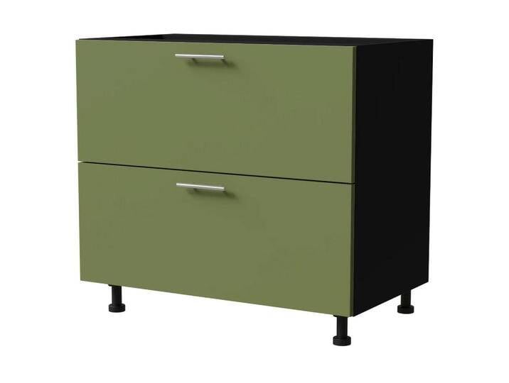 Feldmann-Wohnen SCHUBLADENUNTERSCHRANK, Grün, Schwarz, Holz, 2 Schubladen, 90x82x50 cm, Küchen, Küchenmöbel, Küchenschränke, Küchenunterschränke von XXXLutz Marktplatz