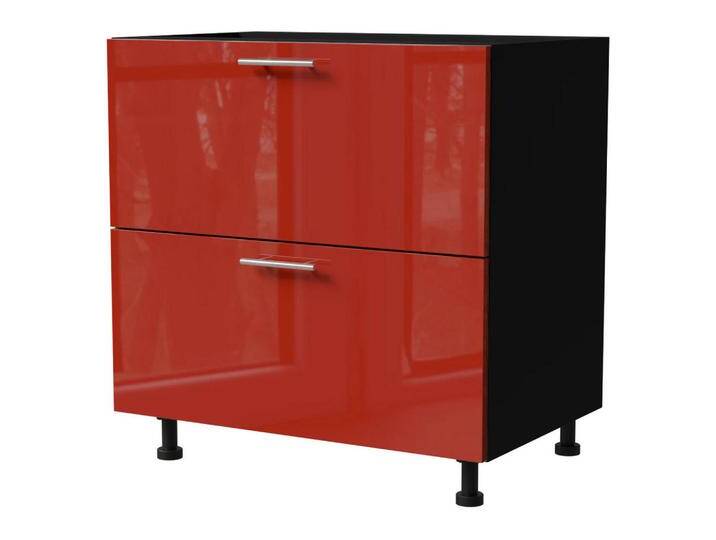 Feldmann-Wohnen SCHUBLADENUNTERSCHRANK, Rot, Schwarz, Holz, 2 Schubladen, Rechteckig, 80x82x50 cm, Küchen, Küchenmöbel, Küchenschränke, Küchenunterschränke von XXXLutz Marktplatz