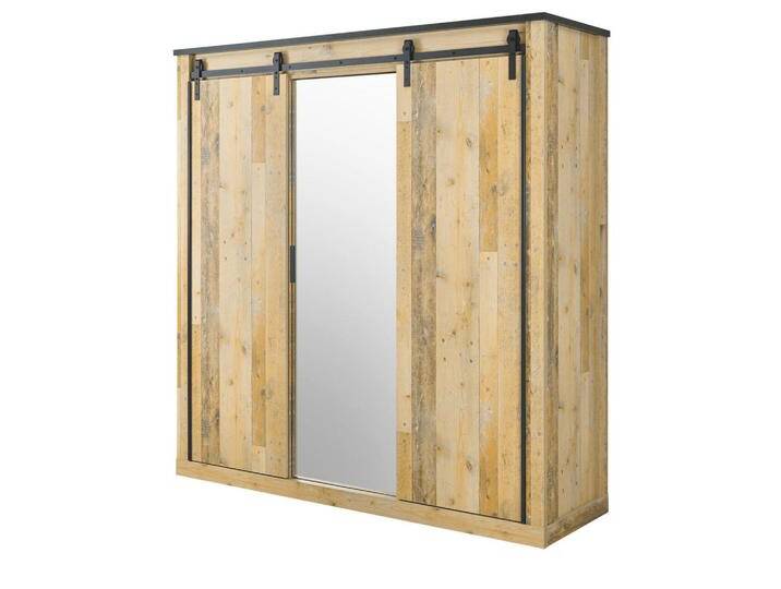 Furn.Design KLEIDERSCHRANK, Natur, Dunkelgrau, Metall, Nachbildung,Altholz, Vintage, Holz Optik, 3 Fächer, Rechteckig, Sockel, 201x209x63 cm, FSC 100%, Schlafzimmer, Kleiderschränke von XXXLutz Marktplatz