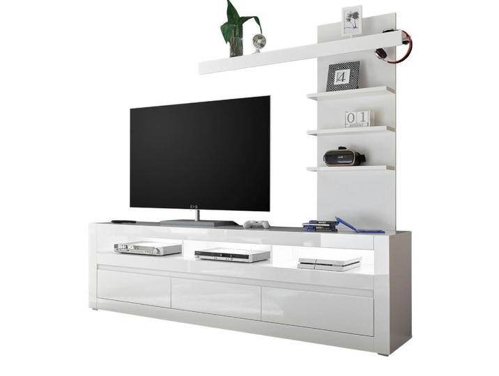 Furn.Design LOWBOARD, Weiß, Weiß Hochglanz, Grau, Nachbildung, Uni, 3 Schubladen, 217x163x42 cm, Wohnzimmer, Wohnwände, Anbauwände von XXXLutz Marktplatz