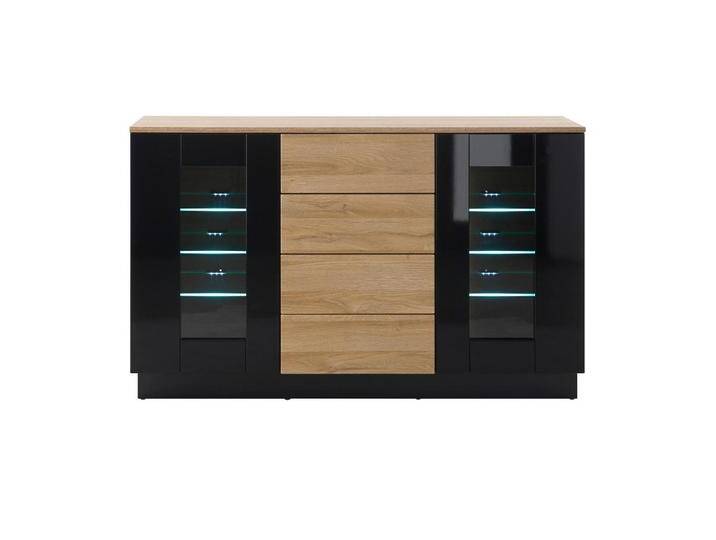 Furn.Design SIDEBOARD, Schwarz Hochglanz, Eiche, Nachbildung,Eiche, 6 Fächer, 4 Schubladen, Sockel, 136x85x43 cm, FSC 100%, Wohnzimmer, Kommoden & Sideboards, Sideboards Furn.Design SIDEBOARD, Schwarz Hochglanz, Eiche, Nachbildung,Eiche, 6 Fächer, 4 Schubladen, Sockel, 136x85x43 cm, FSC 100%, Wohnzimmer, Kommoden & Sideboards, Sideboards von XXXLutz Marktplatz