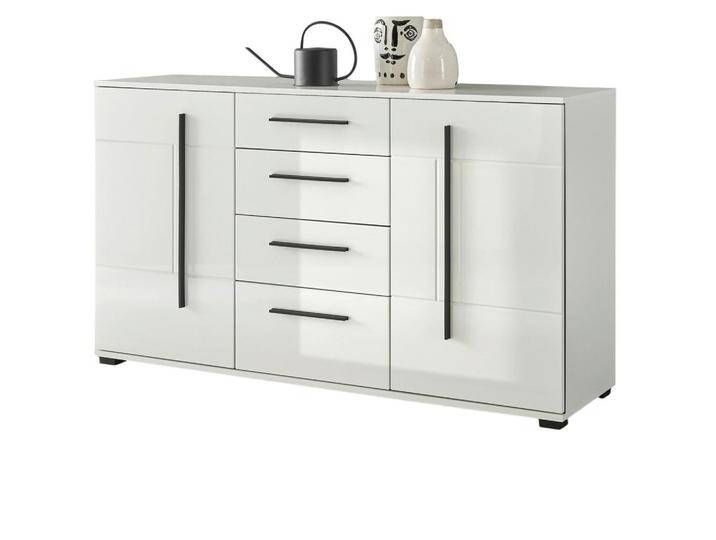 Furn.Design SIDEBOARD, Weiß, Weiß Hochglanz, Nachbildung, Uni, 2 Fächer, 4 Schubladen, 150x86x42 cm, Wohnzimmer, Kommoden & Sideboards, Sideboards von XXXLutz Marktplatz