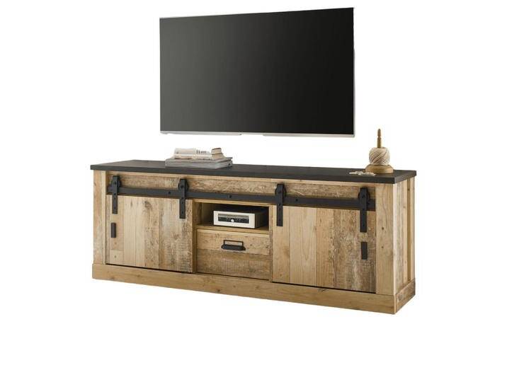 Furn.Design TV-LOWBOARD, Natur, Anthrazit, Metall, Nachbildung, Vintage, Holz Optik, 2 Fächer, 1 Schubladen, Sockel, 162x61x43 cm, Wohnzimmer, Wohnwände, Lowboards, Lowboards stehend von XXXLutz Marktplatz