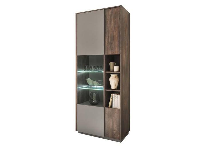 Furn.Design VITRINE, Eiche, Glas, Nachbildung, 80x200x40 cm, Wohnzimmer, Wohnwände, Vitrinenschränke von XXXLutz Marktplatz