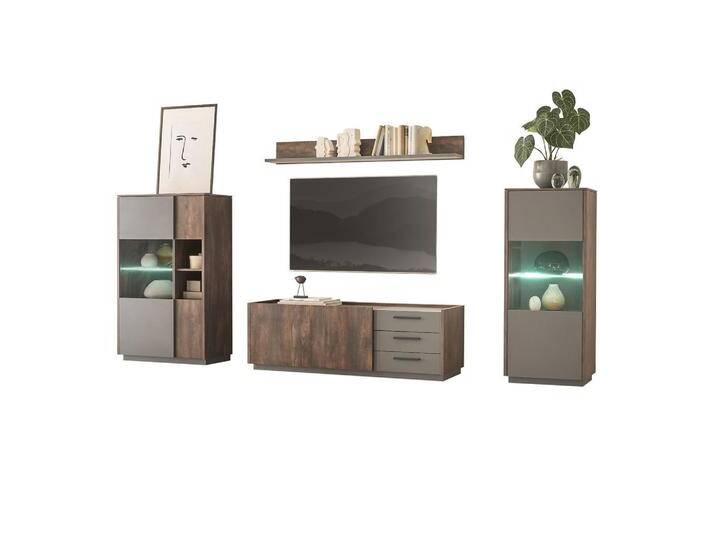 Furn.Design WOHNWAND, Eiche, Grau, Nachbildung,Eiche, 327x170x45 cm, Wohnzimmer, Wohnwände, Anbauwände von XXXLutz Marktplatz