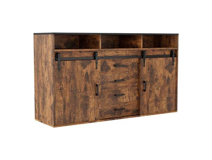 HOMAVO SIDEBOARD, Dunkelbraun, Metall, Nachbildung, 4 Schubladen, 40x80x140 cm, FSC Mix, Wohnzimmer, Kommoden & Sideboards, Sideboards von XXXLutz Marktplatz