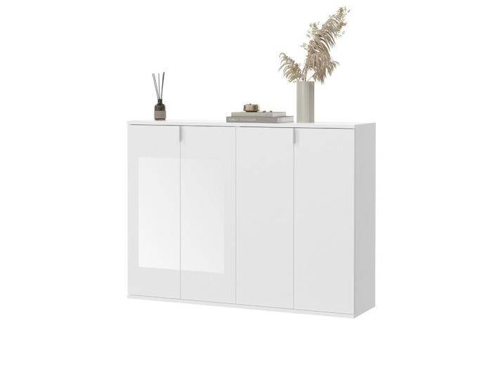 Inn.Furn KOMMODE, Weiß Hochglanz, Metall, Nachbildung, Uni, 10 Fächer, Rechteckig, Sockel, 122x99x34 cm, FSC Mix, Wohnzimmer, Kommoden & Sideboards, Kommoden von XXXLutz Marktplatz