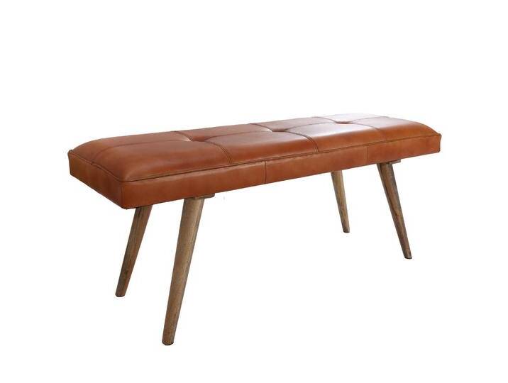 KADIMA DESIGN SITZBANK, Braun, Leder, Echtholz,Mangoholz, Rechteckig, 117x51x38 cm, Esszimmer, Bänke, Sitzbänke von XXXLutz Marktplatz