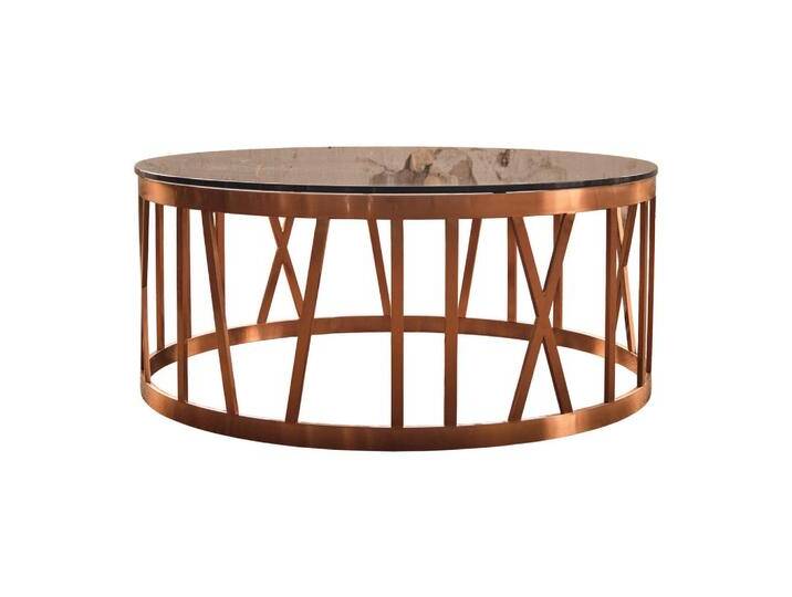 KAWOLA COUCHTISCH, Rosa, Roségold, Glas, Rund, 100x43x100 cm, Wohnzimmer, Wohnzimmertische, Couchtische von XXXLutz Marktplatz