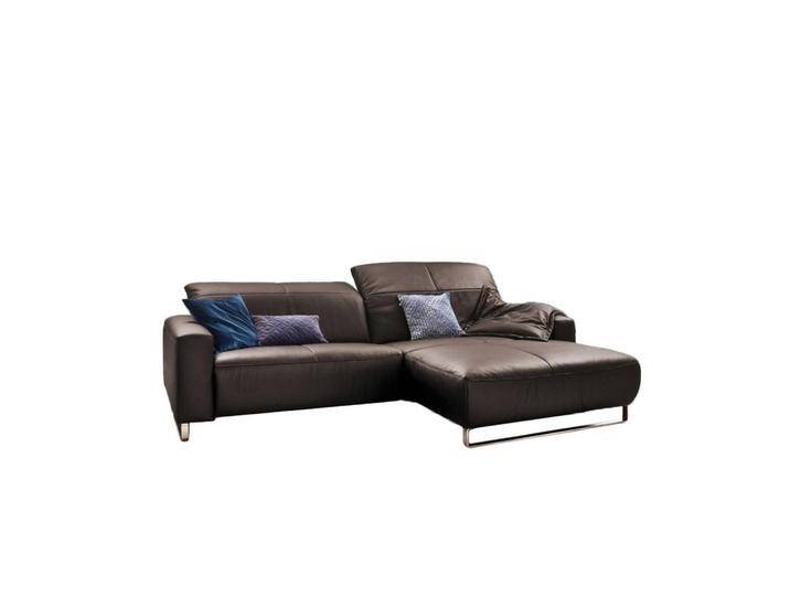 KAWOLA ECKSOFA, Sonoma Eiche, Silber, Leder, Echtholz, 3-Sitzer, Füllung: Komfortschaum, Ottomane rechts, L-Form, 284x180 cm, Wohnzimmer, Sofas & Couches, Wohnlandschaften, Ecksofas von XXXLutz Marktplatz