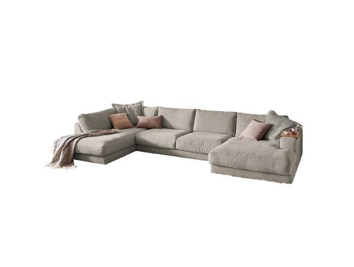 KAWOLA WOHNLANDSCHAFT, Greige, Echtholz, 4-Sitzer, Füllung: Komfortschaum, U-Form, 425x86x224 cm, Wohnzimmer, Sofas & Couches, Wohnlandschaften, Wohnlandschaften in U-Form von XXXLutz Marktplatz