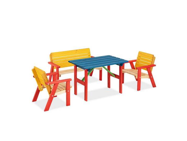 KONSIMO® KINDER-GARTENSET, Mehrfarbig, Holz, 4-Sitzer, L-Form, Gartenmöbel, Kinder-Gartenmöbel von XXXLutz Marktplatz