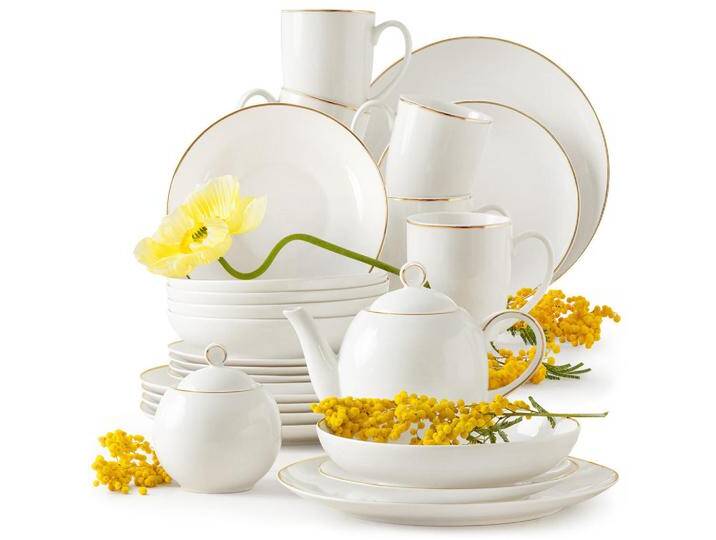 KONSIMO® KOMBISERVICE, Ecru, Gold, Keramik, 26-teilig, Rund, 20x16x20 cm, Essen & Trinken, Geschirr, Geschirr-Sets, Kombiservice von XXXLutz Marktplatz