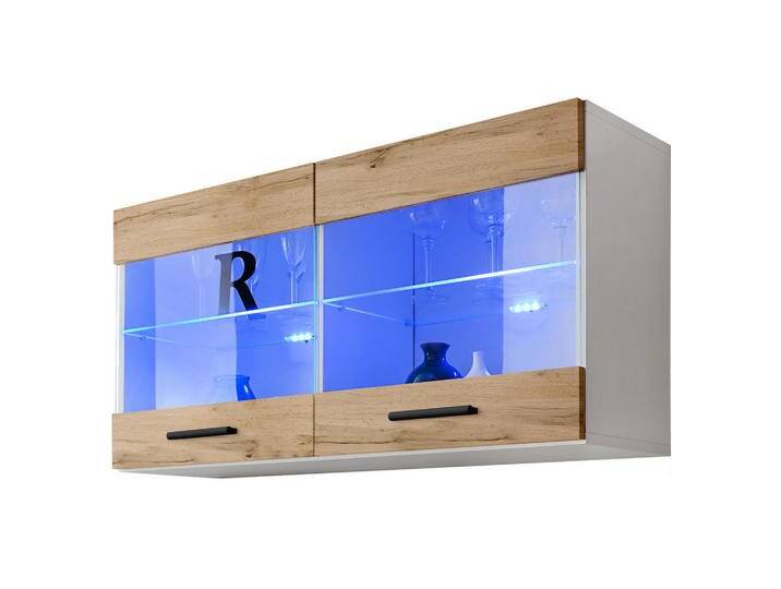 Komodee HÄNGEVITRINE, Weiß, Eiche Wotan, Glas, 2 Fächer, Rechteckig, 100x50x27.2 cm, Wohnzimmer, Wohnwände, Vitrinenschränke von XXXLutz Marktplatz