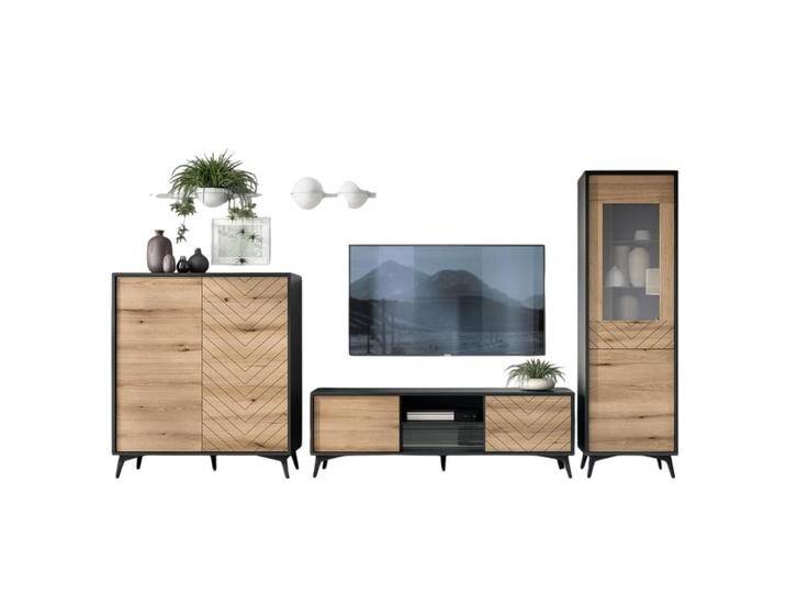 Komodee WOHNWAND, Eiche Wotan, Glas, 15 Fächer, 312x178x39 cm, Wohnzimmer, Wohnwände, Anbauwände von XXXLutz Marktplatz