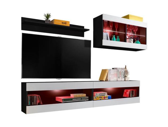 Komodee WOHNWAND, Weiß, Eiche Wotan, Glas, 2 Fächer, 240x195x35 cm, Wohnzimmer, Wohnwände, Anbauwände von XXXLutz Marktplatz